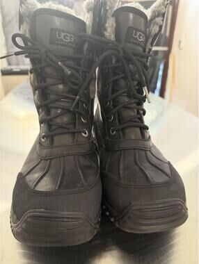 UGG Adirondack Women's Waterproof Lace-Up Snow Boots Leather Suede Black Gray